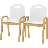 AIYAPLAY 2er Set Kinderstuhl aus Holz Höhenverstellbar Schreibtischstuhl Weiß