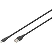 Digitus Lightning Silikon Anschlusskabel, USB-A - Lightning 1m, schwarz, 1 m, Lightning, USB A, Stecker, Stecker, Schwarz