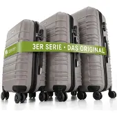 Juskys Hartschalenkoffer Set Rom - 3-teilig - ABS - Champagner