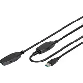 Digitus Aktives USB 3.0 Verlängerungskabel, 20m, 20 m, USB A, USB A, USB 3.2 Gen 1 (3.1 Gen 1), 5 Gbit/s, Schwarz