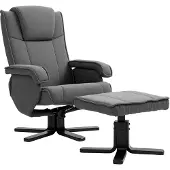 HOMCOM Relaxsessel mit Hocker, drehbarer Fernsehsessel mit Liegefunktion