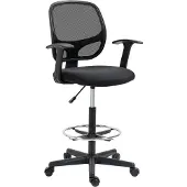 Vinsetto Arbeitsstuhl Mesh Zeichenstuhl Bürostuhl mit Fußring höhenverstellbar