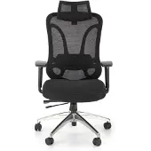 Halmar Ergonomischer Bürostuhl GILBERTO schwarz mit Netzrücken, verstellbarer Kopfstütze und Armlehnen