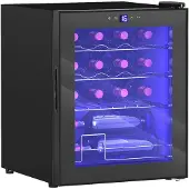 HOMCOM Weinkühlschrank, 16 Flaschen 42L Touchscreen, Glastür, LED-Beleuchtung