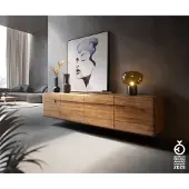 DELIFE Lowboard Anaya 200 cm Akazie Natur 4 Türen Schwebend
