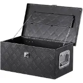 Vevor Werkzeugkasten aus Aluminium für die Ladefläche, gestreifte Werkzeugkiste (508 x 304,8 x 241,3 mm) mit seitlichem Griff & Schlossschlüsseln, Aufbewahrungs-Organizer für Anhänger Schwarz