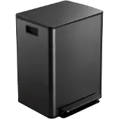 HOMCOM Mülleimer Küche 2 x 30L Treteimer mit Softclose-Deckel und Pedal, Schwarz