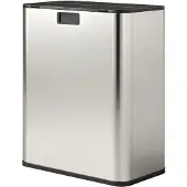 HOMCOM Küchenmülleimer 2 x 28L Edelstahl-Tretmülleimer mit Soft-Close-Deckel