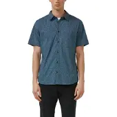 s.Oliver Kurzarmhemd , Herren, Gr. 3XL, N-Gr, blau, Web, Obermaterial: 97% Baumwolle, 3% Elasthan, gemustert, slim fit hüftbedeckend, Rundhals, abgesteppt, Hemden Kurzarmhemd, mit Minimal-Muster