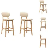 vidaXL Barhocker 2 Stk. Creme Stoff - Barhocker