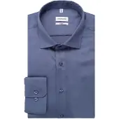 Seidensticker Businesshemd "Schwarze Rose", Herren, Gr. M (40), normale Ärmellängen, blau, 100% Baumwolle, unifarben, skinny fit, 2-Knopf-Manschette, Hemden Businesshemd, X-Slim 1/1 Kentkragen Uni