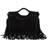 Gave Lux Handtasche Wildleder enkopf Borchienstudded Testa di Moro UNICA 34x25x1 cm