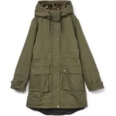 Vero Moda Langmantel "VMSAVANNE COAT GA BOO", Damen, Gr. M, grün (grape leaf), Web, Obermaterial: 100% Polyester, unifarben mit Farbeinsatz, regular fit, Mäntel Langmantel