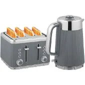 HOMCOM Wasserkocher Toaster Set 1,7L Schnell Wasserkocher 4 Scheiben Toaster