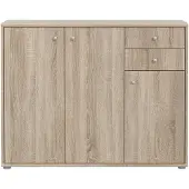Forte Kommode "Tempra, Kommode, 3 Türen, 2 Schubkästen, viel Stauraum", braun (sonoma eiche), B:108,8cm H:111,1cm T:34,8cm, Sideboards, Kommode, Breite 108,8 cm