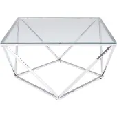 Kare Design Couchtisch Cristallo, Silber, 45x80x80cm
