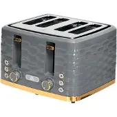 HOMCOM -Toaster, 4 Schlitze, 7 Stufen, 1860W, Graue Wellenoptik