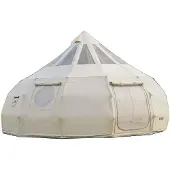 Vevor Canvas-Glockenzelt, 5 m Jurte, 4 Jahreszeiten, mit Ofenrohrdurchführung & Regenhülle, Poly-Baumwoll-Gewebe, bis zu 12 Personen, für Familien-Camping, & Andere Outdoor-Aktivitäten, Beige
