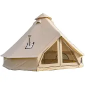 Vevor Oxford Glockenzelt, 3 m Jurte, 4 Jahreszeiten, mit Ofenrohrdurchführung, bis zu 3 Personen, mit Abnehmbarem Boden (Reißverschluss), ideal für Familien-Camping, & Outdoor-Aktivitäten, Beige