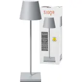 Sigor LED-Akkutischlampe Nuindie, USB-C, grau, IP54, dimmbar
