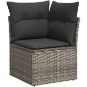 vidaXL 14-tlg. Garten-Sofagarnitur mit Kissen Grau Poly Rattan
