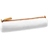 Rhodia rundes Schlampermäppchen italienischem Kunstleder, 5x21,5 cm Weiß 319047C