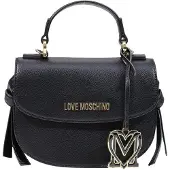 Love Moschino Love Handtasche schwarz genarbt Klappe M-Charm