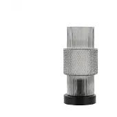 HOME DELUXE Kleine Tischlampe aus Glas YUKI - Rauchgrau | Tischleuchte Schreibtischlampe Nachttischlampe