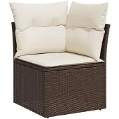 vidaXL 10-tlg. Garten-Sofagarnitur mit Kissen Braun Poly Rattan