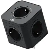 Plastrol Kompakte Steckdosenadapter mit 5x 230V Schuko Steckdosen Schwarz