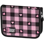 St. Majewski Federmäppchen mit Doppelklappe PC-03 Pink Straight Checkered
