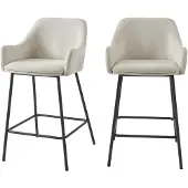 Baita Barhocker NILS aus Stoff, Beige, Metallbeine, Schwarz, 2 Stück