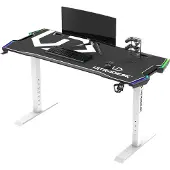 Ultradesk Gaming-Schreibtisch FORCE mit Carbon-Oberfläche, RGB, Weiß, 166 x 70 cm