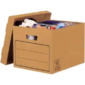 OEM Aufbewahrungsbox mit Deckel, 10 Stück, 32x25x39 cm, Braun