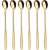 Gräwe Latte Macchiato Löffel Set, Gold, 6-teilig, 22 cm, Edelstahl, Serie Königstein