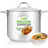 Nutrichef Kochtopf Groß, 11,5L- Ø 26cm, Suppentopf Edelstahl Induktion für Alle