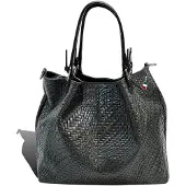 DrachenLeder Florence Tasche abstraktes Flechtmuster schwarz Leder Handtasche D2OTF163S