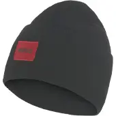 HUGO Beanie "Xaff 6", Herren, schwarz, Strick, Wollmischung, unifarben, Mützen Beanie, mit Logobadge, Woll-Mix