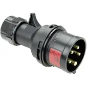 Pce 025-6ttx CEE-Stecker 32A 5p 6h IP44/IP54 TT SHARK schwarz 0256ttx