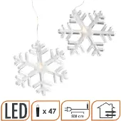 Spetebo LED Lichtervorhang Schneeflocke 120x70 cm - 47 warmweiße LEDs - Fenster Deko