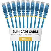 StarTech.com .com N6PAT50CMBLS10PK, 0,5 m, Cat6, U/UTP (UTP), RJ-45, RJ-45, Blau
