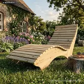 TUGA-Holztech Holzliege Wellenliege Waldsofa Relaxliege Gartenliege "Ruhe-Vroni" (Lärche) Breite 80cm Himmelsliege