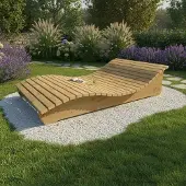 TUGA-Holztech Holzliege Wellenliege Waldsofa Relaxliege Gartenliege "Relax-Gertl" (Lärche) 1-teilig Liegebreite 120cm Himmelsliege