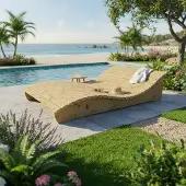 TUGA-Holztech Holzliege Wellenliege Waldsofa Relaxliege Gartenliege "Relax-Gertl" (Zirbe) 1-teilig Liegebreite 140cm Himmelsliege