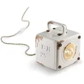 FERROLUCE Handbemalte Tischlampe im Vintage-Design, aus Eisen und Keramik, Industrial TA - Weiß