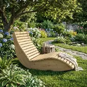 TUGA-Holztech Holzliege Wellenliege Waldsofa Gartenliege "Schaukel-Sannerl" (Lärche) Breite 120cm Schaukelliege Relaxliege Himmelsliege