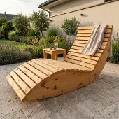 TUGA-Holztech Holzliege Wellenliege Waldsofa Gartenliege "Schaukel-Sannerl" (Zirbe) Breite 90cm Schaukelliege Relaxliege Himmelsliege