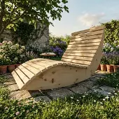 TUGA-Holztech Holzliege Wellenliege Waldsofa Gartenliege "Schaukel-Sannerl" (Zirbe) Breite 100cm Schaukelliege Relaxliege Himmelsliege
