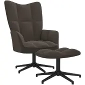 vidaXL Relaxsessel mit Hocker Dunkelgrau Samt