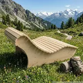 TUGA-Holztech Holzliege Wellenliege Waldsofa Relaxliege "Heiner" Gartenliege 140cm Fichte